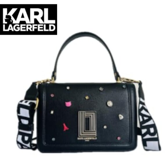 NWT Karl Lagerfeld Paris Simon Top Handle Crossbody with Rivets - Picture 1 of 10